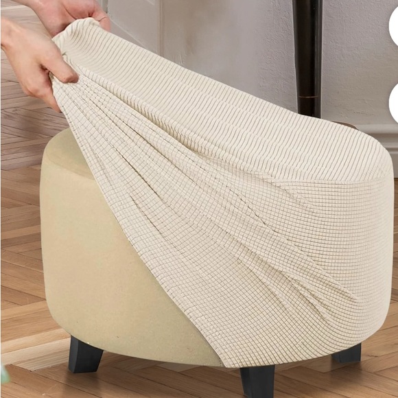 Menolana Elegant Beige Ottoman Slipcover - Picture 2 of 5